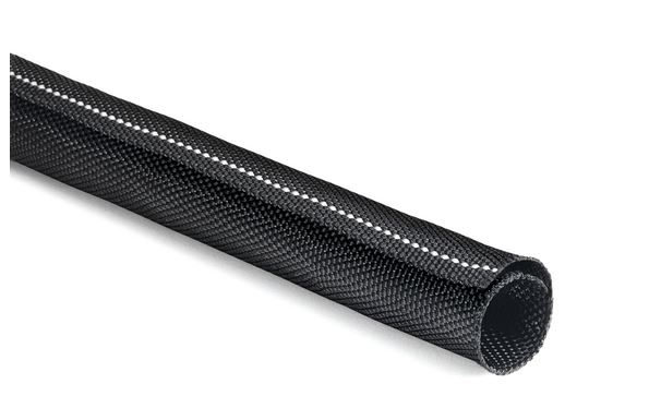 HellermannTyton Braided PET Black with White Cable Sleeve, 25 → 29mm Diameter, 15m Length, 170-01106 Series
