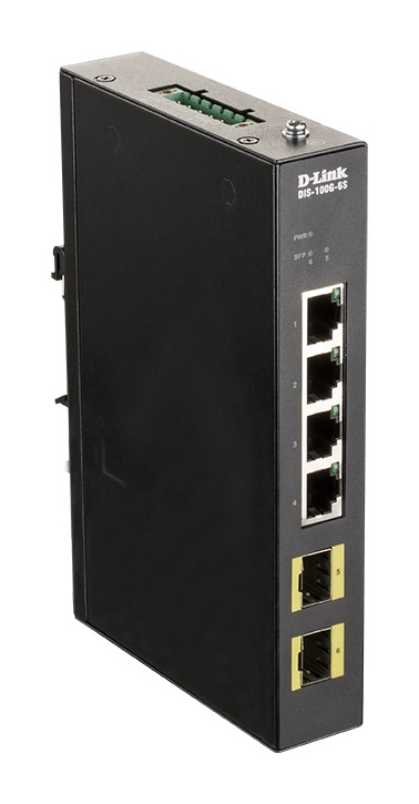 D-Link 6-Port Industrial Gigabit Unmanaged Switch with SFP Ports, Unmanaged 6 Port Switch