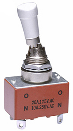 NKK Switches Toggle Switch, Panel Mount, On-Off, DPST, Solder Terminal, 30 V dc, 250V ac