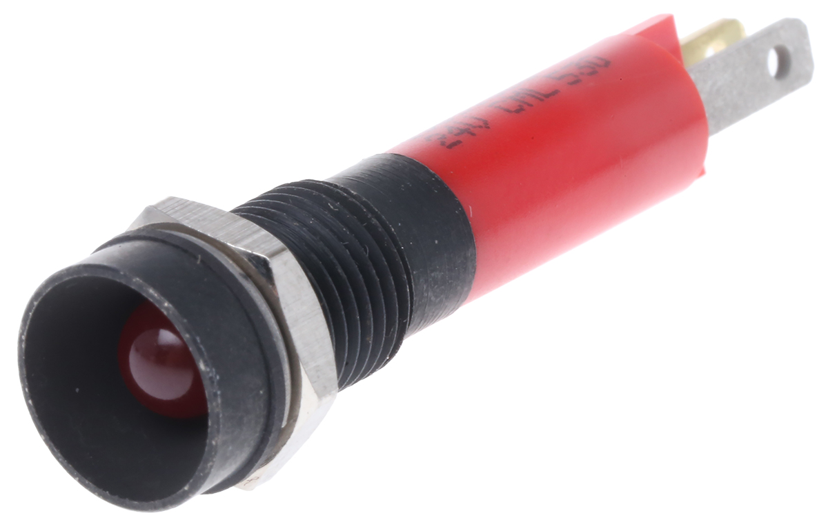 CML Innovative Technologies Red Panel Mount Indicator, 24V, 8mm Mounting Hole Size, Solder Tab Termination, IP67