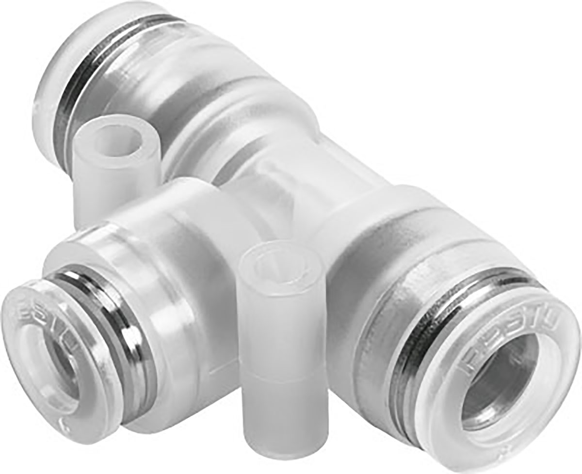 Festo Tee Tube-to-Tube Adaptor Push In 6 mm, Push In 8 mm to Push In 8 mm, Tube-to-Tube Connection Style, 133116