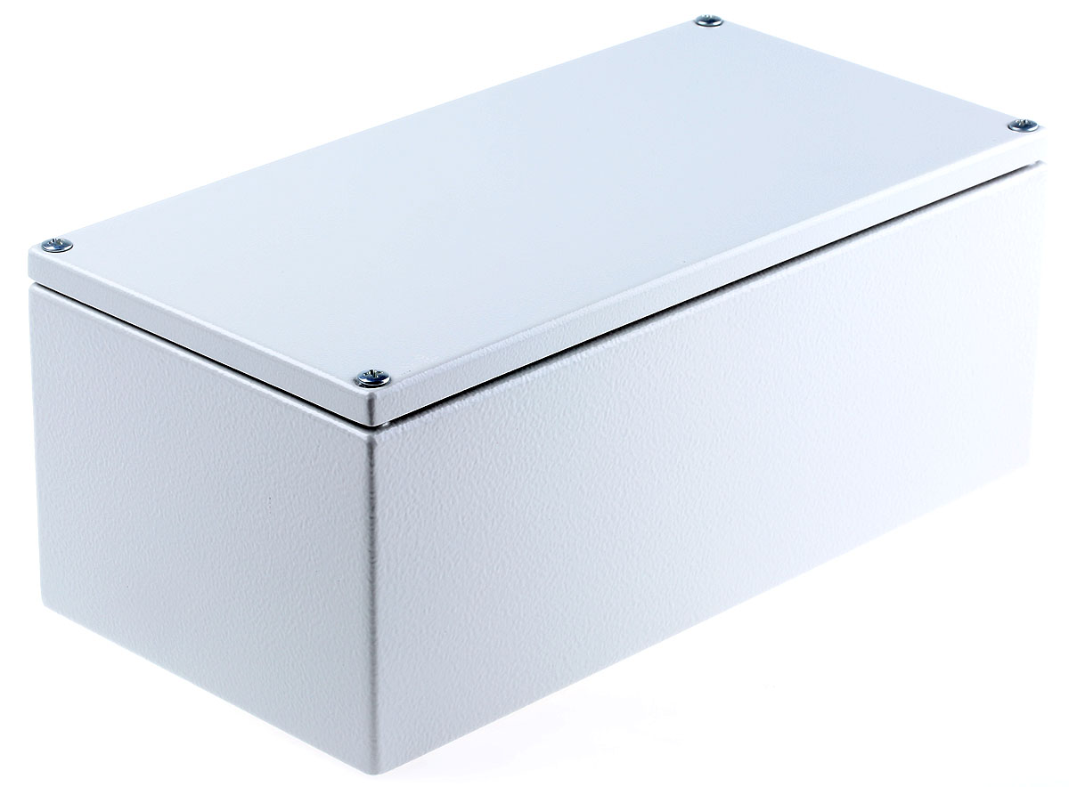 RS PRO Light Grey Mild Steel Terminal Box, IP66, 300 x 120 x 200mm