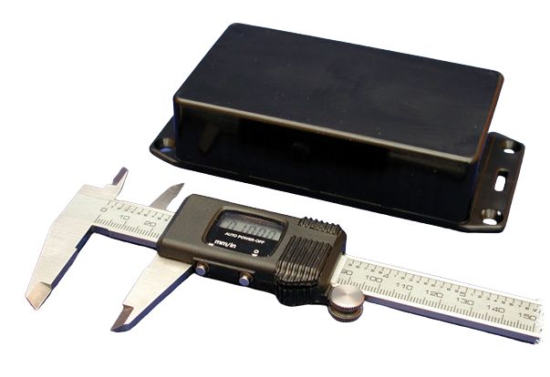 Hammond 1591 Series Black Flame Retardant ABS Enclosure, IP54, Flanged, Black Lid, 112 x 62 x 27mm