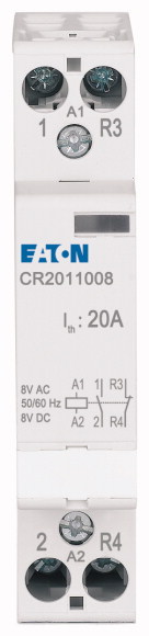 Eaton CR Installation Contactor, 8 V ac/dc Coil, 20 A, 1NO+1NC