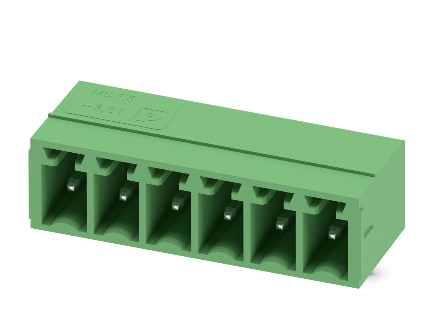 Phoenix Contact, 3.81mm Pitch, MC 1.5/ 6-G-3.81, 6 Way, Right Angle, Pluggable Terminal Block, Header, Through Hole,