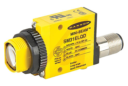 Banner Through Beam Photoelectric Sensor, Block Sensor, 30 m Detection Range