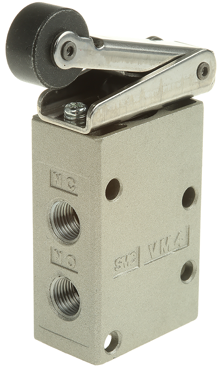 SMC Roller Lever 3/2 Pneumatic Manual Control Valve VM400 Series, Rc 1/8, 1/8in, III B