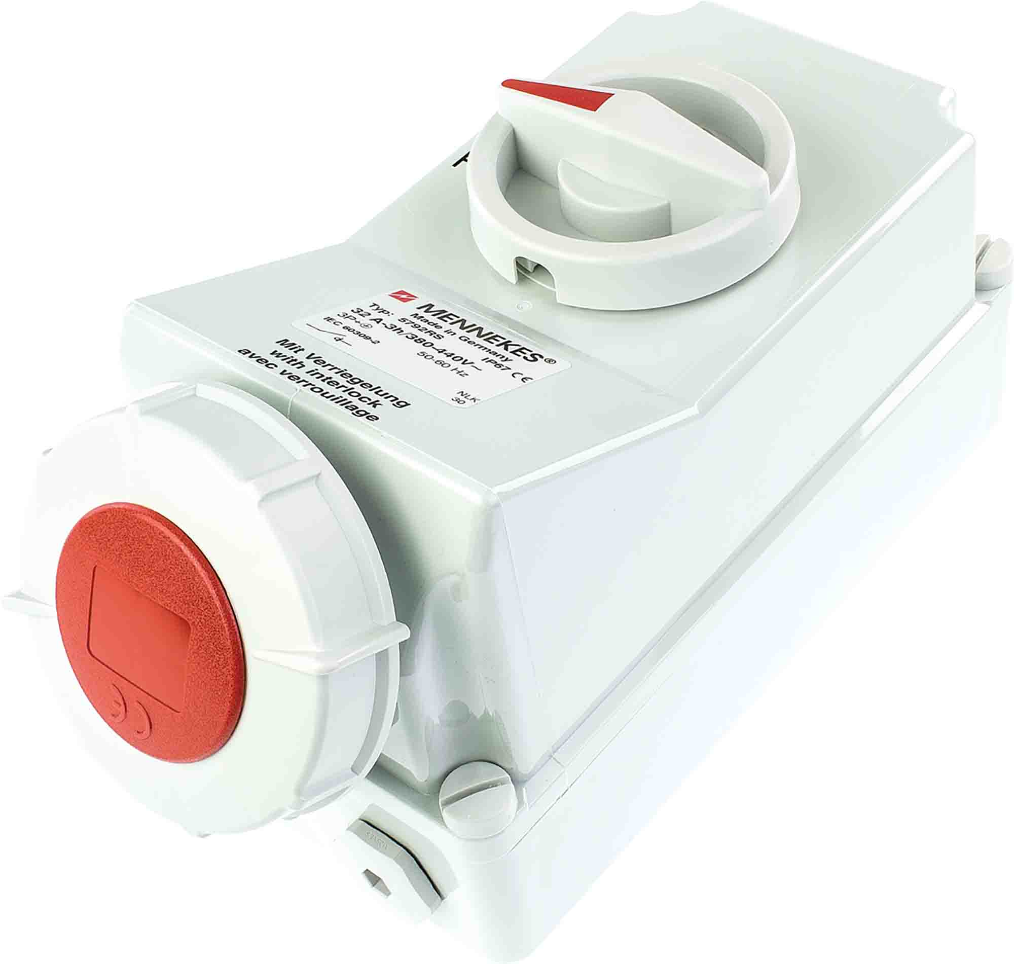 MENNEKES Switchable IP67 Industrial Interlock Socket 3P+E, Earthing Position 6h, 125A, 400 V