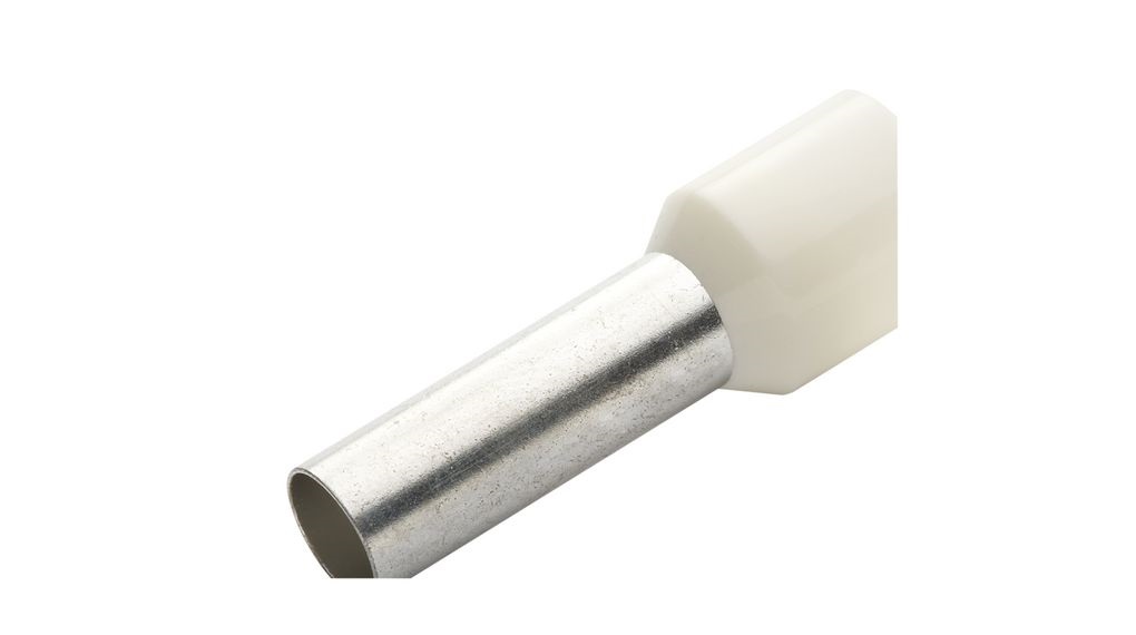 RND, RND 465 Insulated Bootlace Ferrule, 14mm Pin Length, 1.2mm Pin Diameter, White