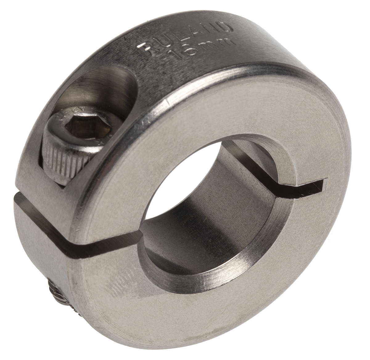 Ruland Shaft Collar, One Piece, Clamp Screw, Bore 16mm, OD 34mm, W 13mm, Stainless Steel