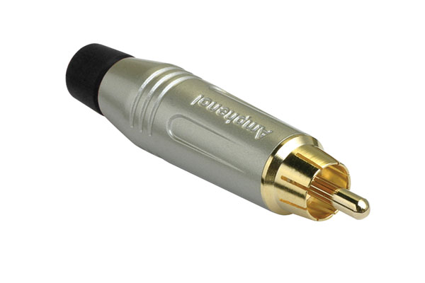 Amphenol Industrial Satin Gold Cable Mount RCA Plug, Gold, 10A