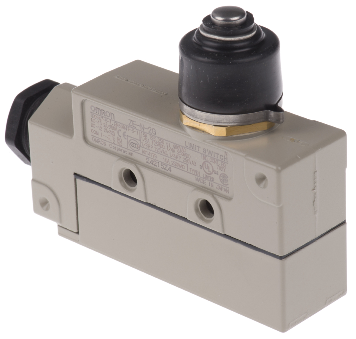 Omron ZE Series Plunger Limit Switch, NO/NC, IP65, SPDT, 480V ac Max, 15A Max