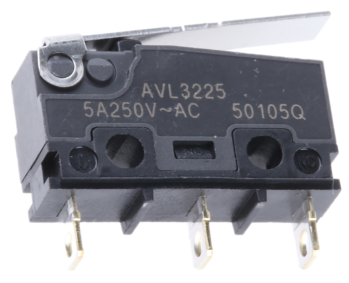 Panasonic Hinge Lever Micro Switch, Solder Terminal, 5 A @ 250 V ac, SP-CO