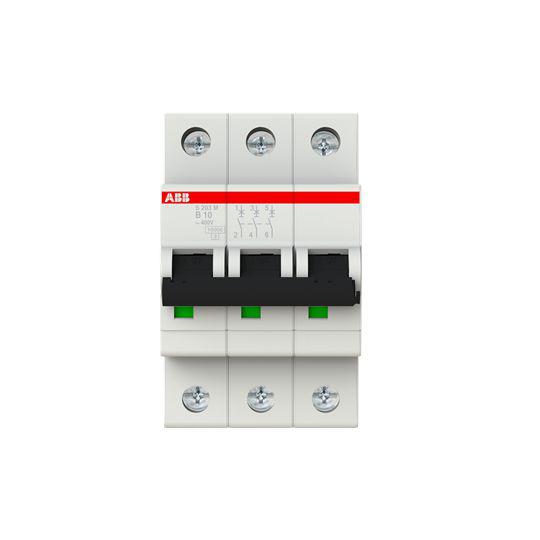 ABB System Pro M Compact S200M MCB, 3P, 10A Curve B, 440V AC, 10 kA Breaking Capacity