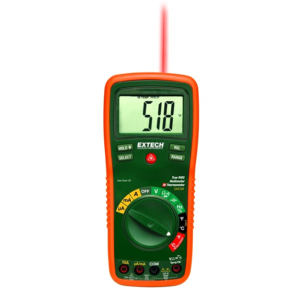 Extech EX470A Backlit LCD Multimeter, 10A ac Max, 10A dc Max, 600V ac Max
