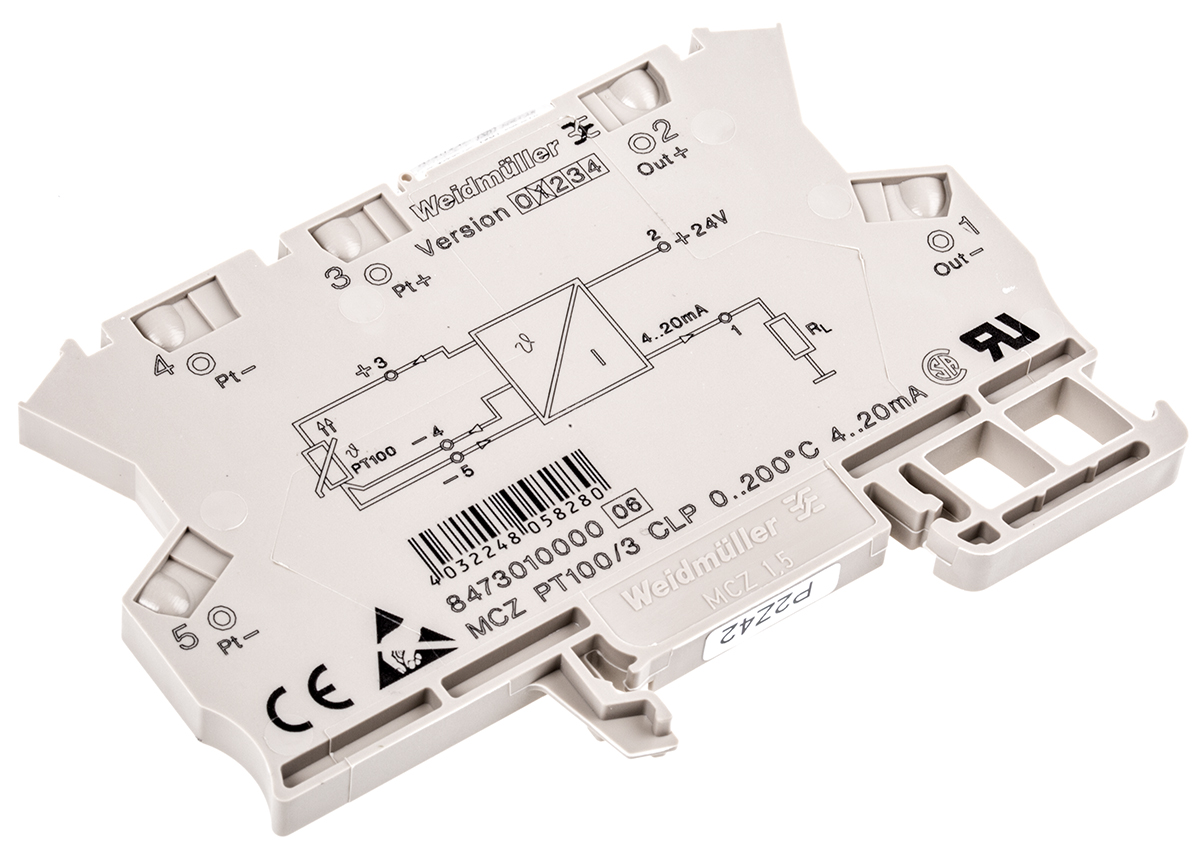 Weidmuller ACT20X Series Signal Conditioner, RTD Input, Current Output, 9 → 30V dc Supply