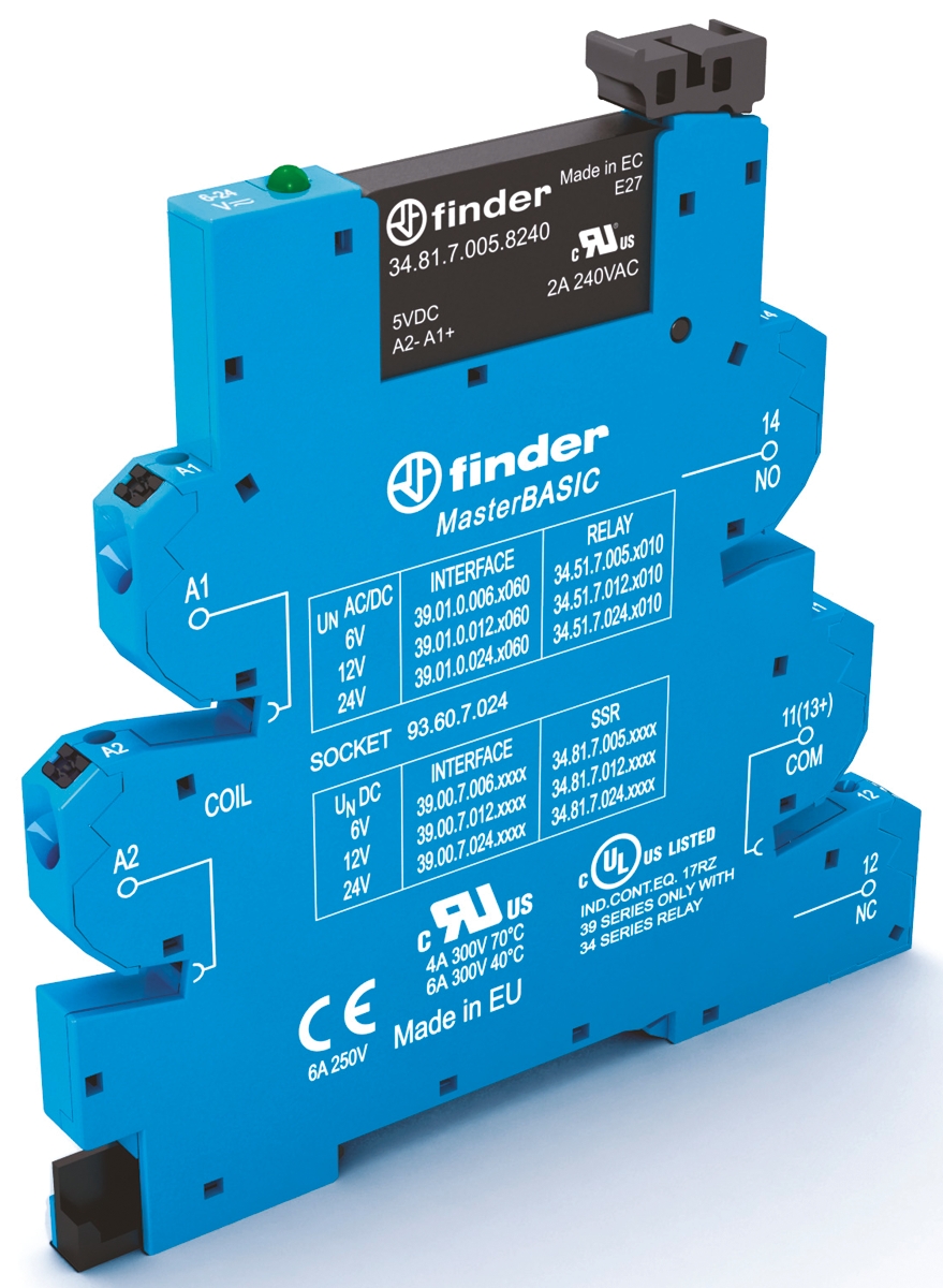 Finder Series 39 Series Solid State Interface Relay, 6.6 V Control, 6 A Load, DIN Rail Mount