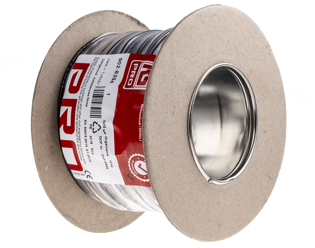 RS PRO Black 1.5mm² Hook Up Wire, 16 AWG, 27/0.25 mm, 100m, PVC Insulation