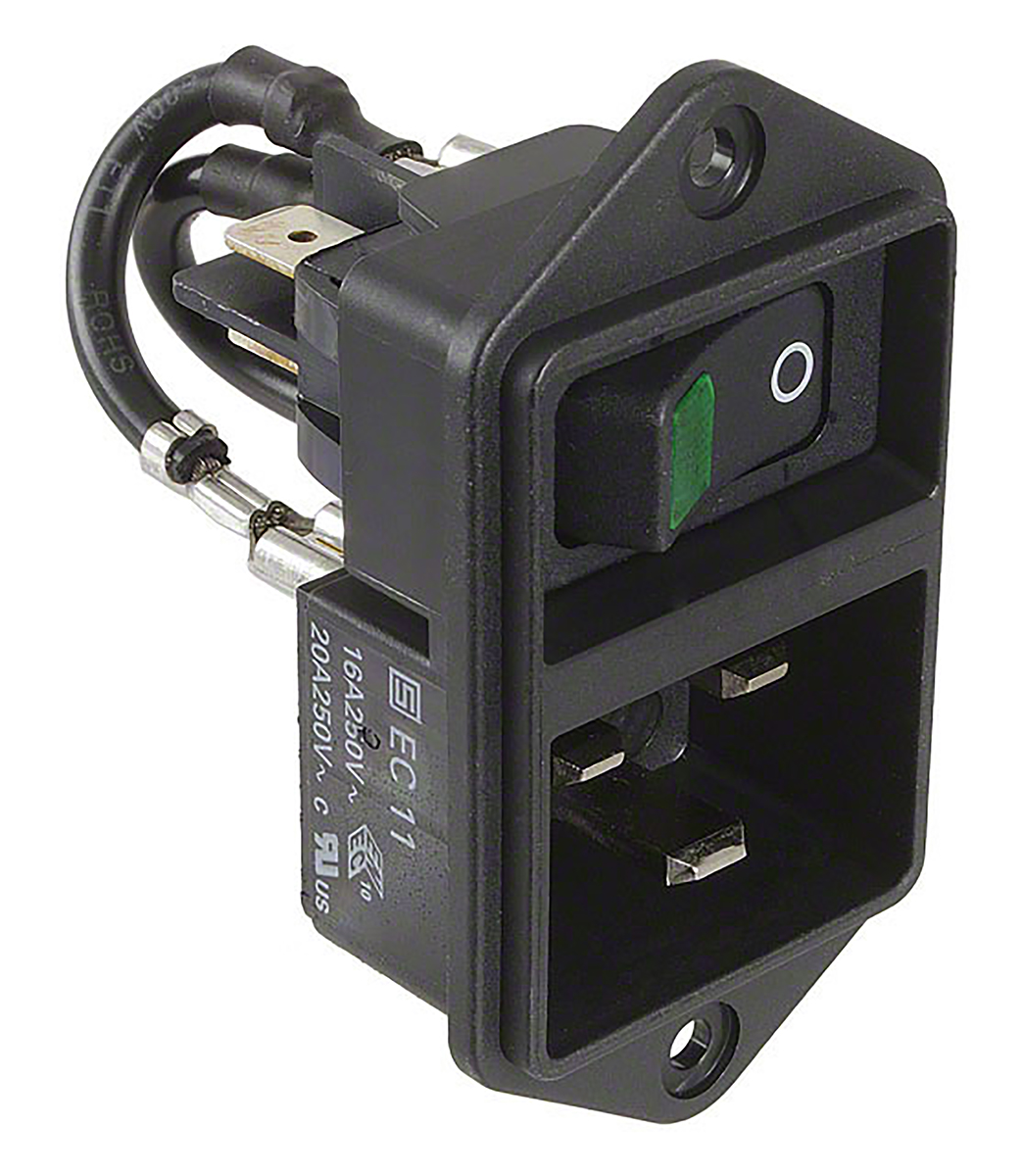 Schurter C20 Panel Mount IEC Connector Male, 16A, 250 V