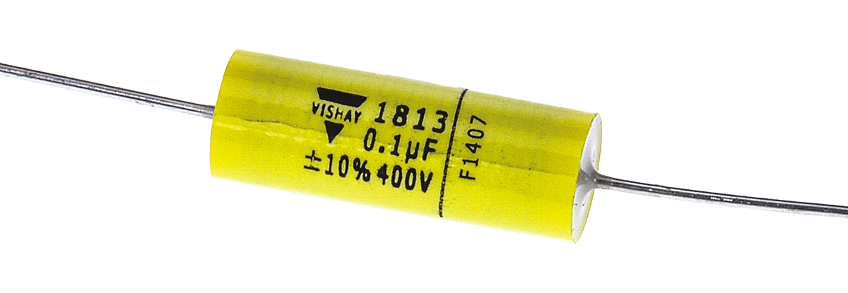 Vishay MKT 1813 Metallised Polyester Film Capacitor, 200 V ac, 400 V dc, ±10%, 100nF, Through Hole