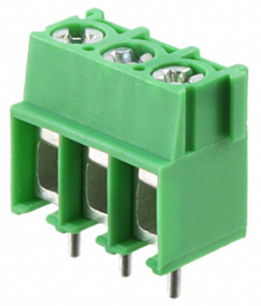 Phoenix Contact PT 2.5/ 3-5.0-V Series PCB Terminal Block, 5mm Pitch, Through Hole Mount, 1-Row, Screw Termination