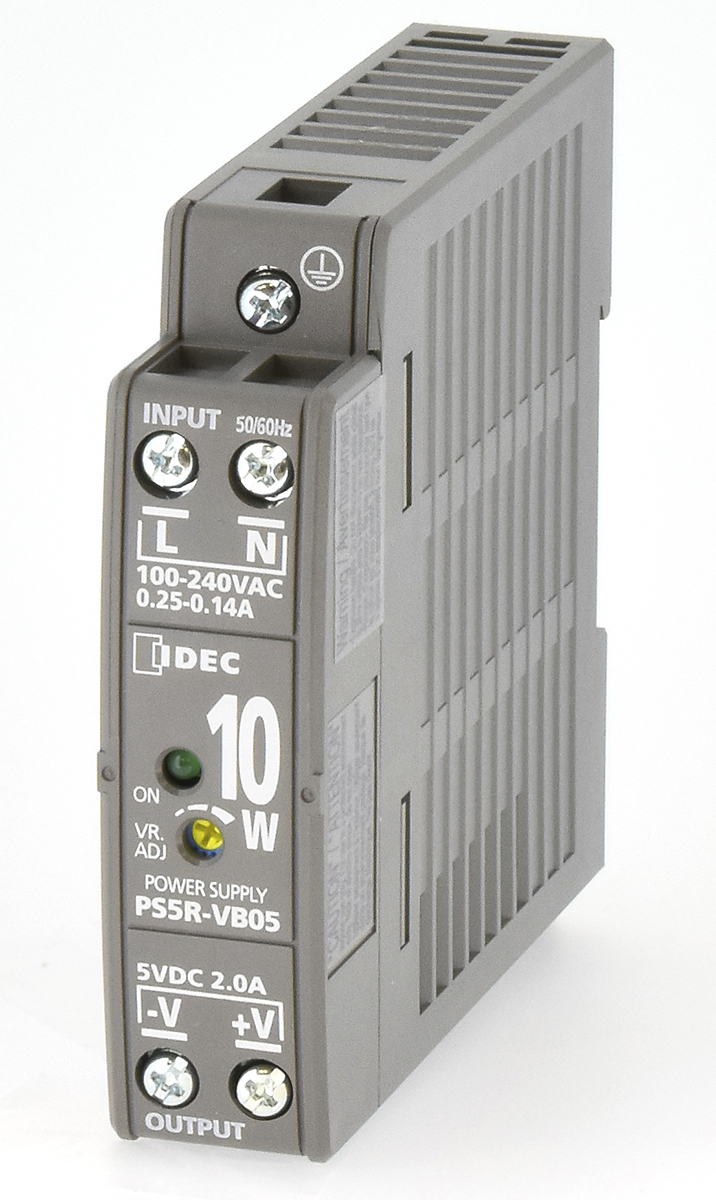 Idec PS5R Switched Mode DIN Rail Power Supply, 85 → 264 V ac, 120 → 370V dc, 5V dc, 2A Output, 10W