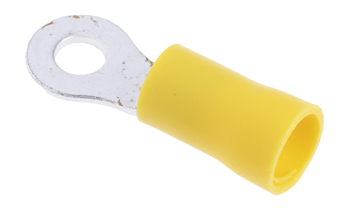 RS PRO Insulated Ring Terminal, M4 Stud Size, 2.5mm² to 6mm² Wire Size, Yellow