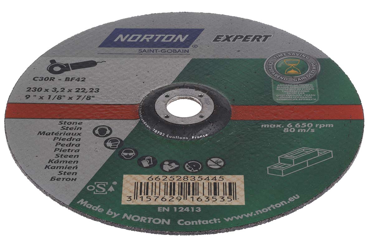 Norton Cutting Disc Silicon Carbide Cutting Disc, 230mm x 3.2mm Thick, P30 Grit, 5 in pack