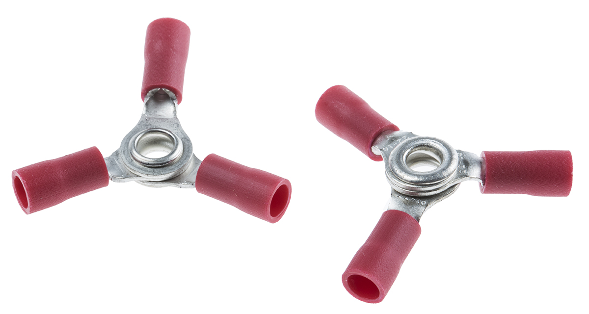 RS PRO Insulated Ring Terminal, 4mm Stud Size, 0.5mm² to 1.5mm² Wire Size, Red