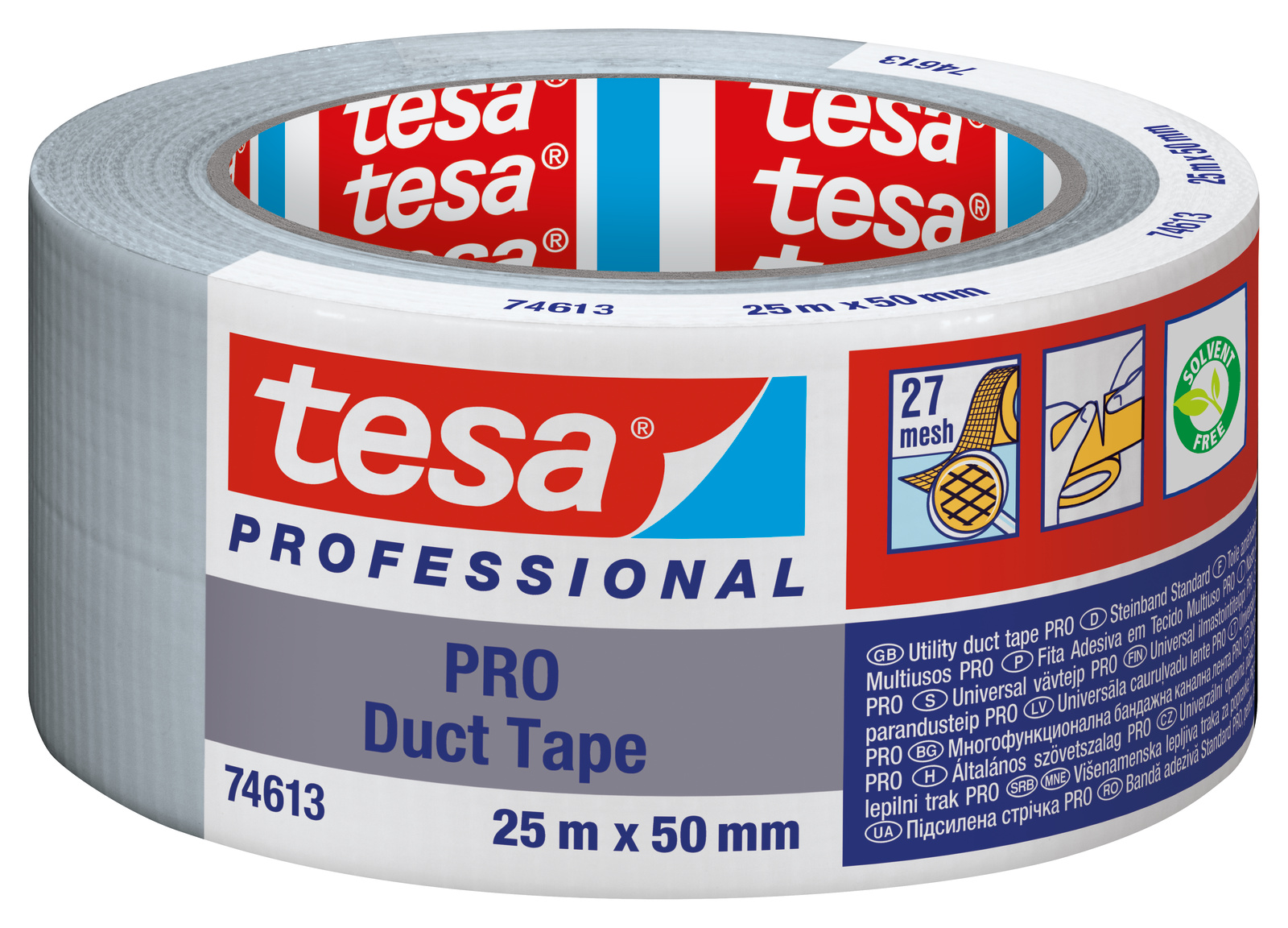 Tesa Tesa PRO 74613 Duct Tape 74613-00001-15 Duct Tape, 25m x 50mm, Grey