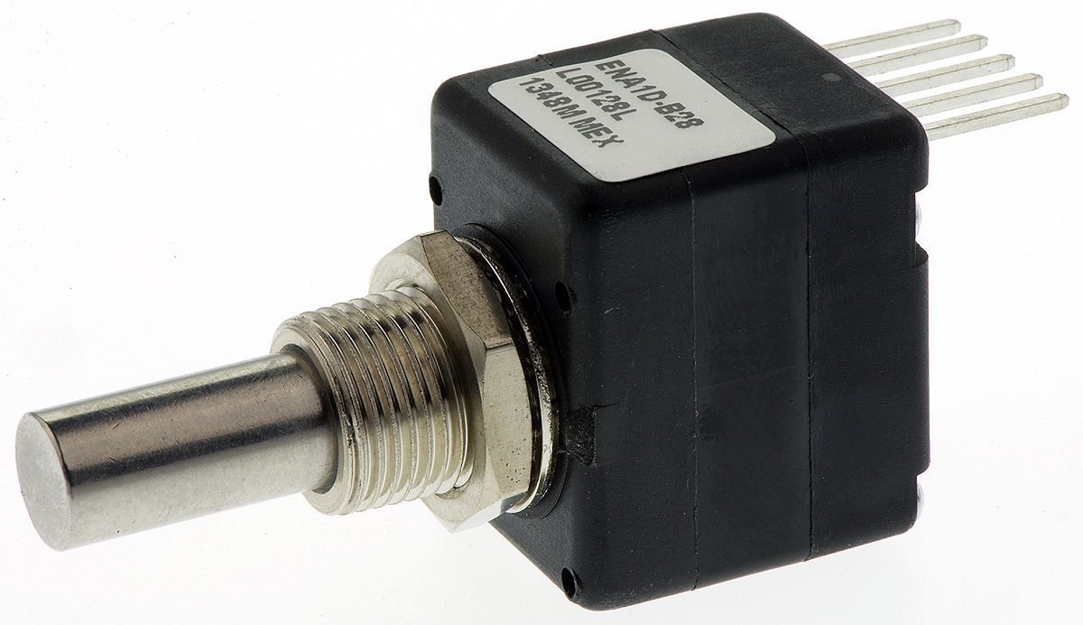 Bourns 5V dc 128 Pulse Optical Encoder with a 6.342 mm Plain Shaft, Bracket Mount, Axial PC Pin