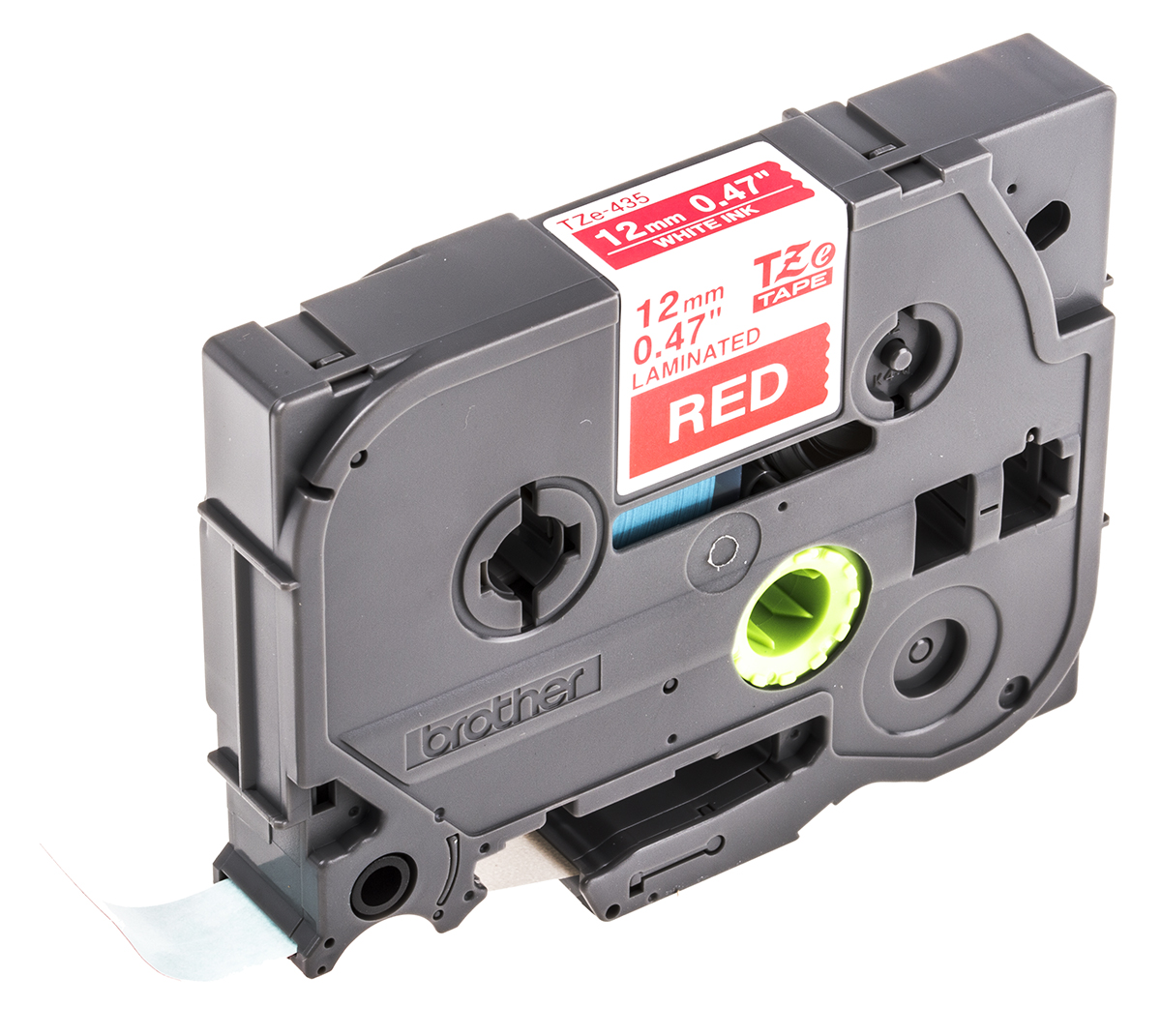 Brother White on Red Label Printer Tape, 8 m Length, 12 mm Width