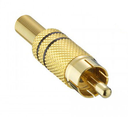 Lumberg Black, Gold RCA Plug, Gold, 5A