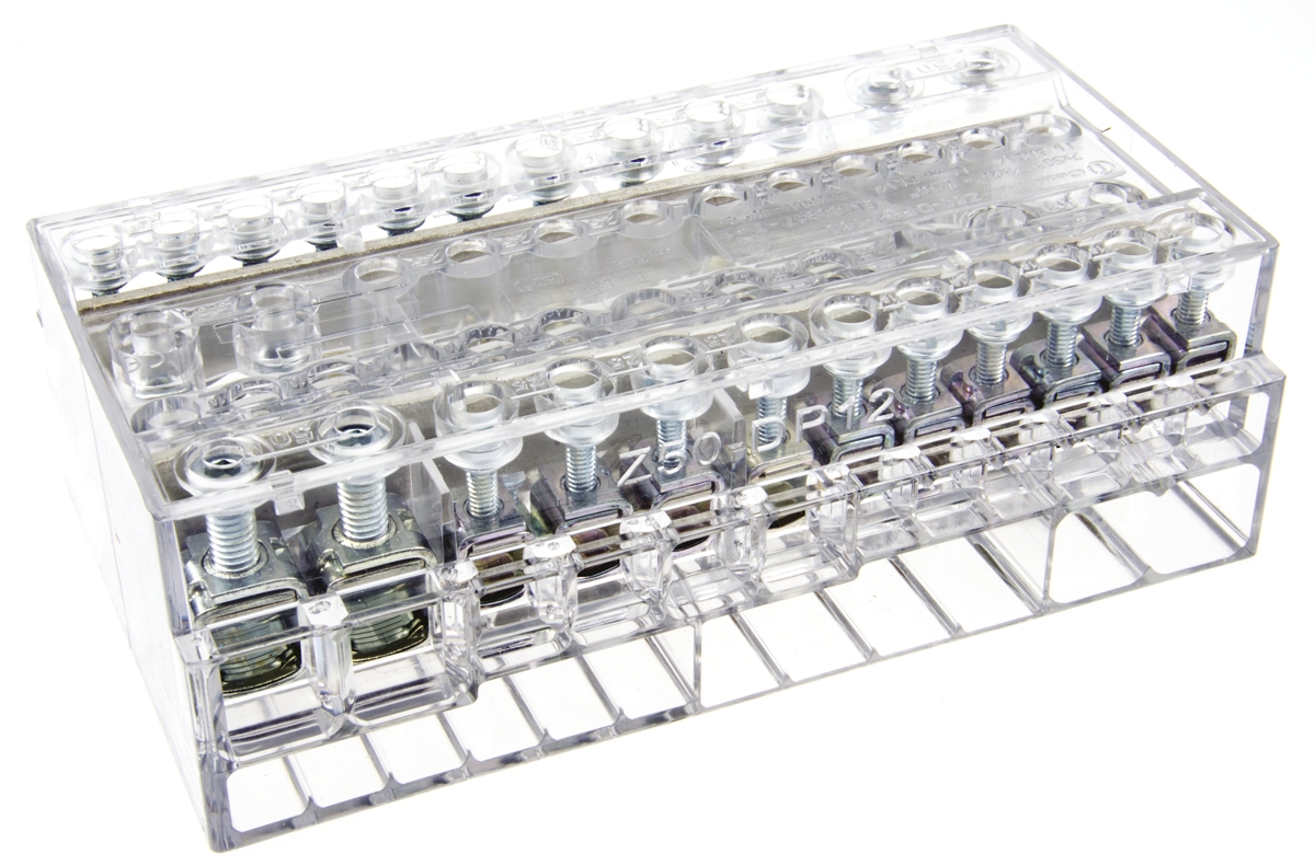 RS PRO Distribution Block, 12 Way, 16 mm², 25 mm², 50 mm², 160A, 500 V, Clear