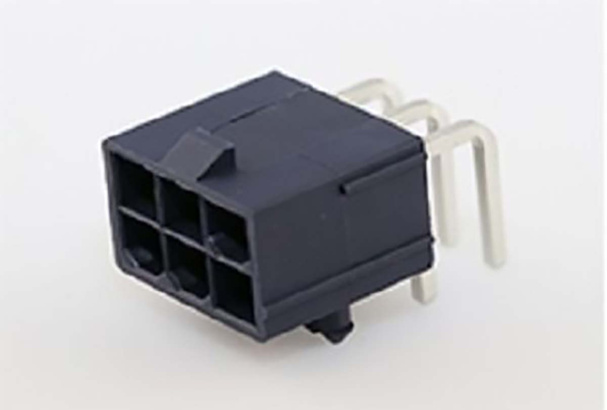 Molex Mini-Fit Jr Series Right Angle Through Hole PCB Header, 6 Contact(s), 4.2 mm Pitch, 2 Row, Shrouded