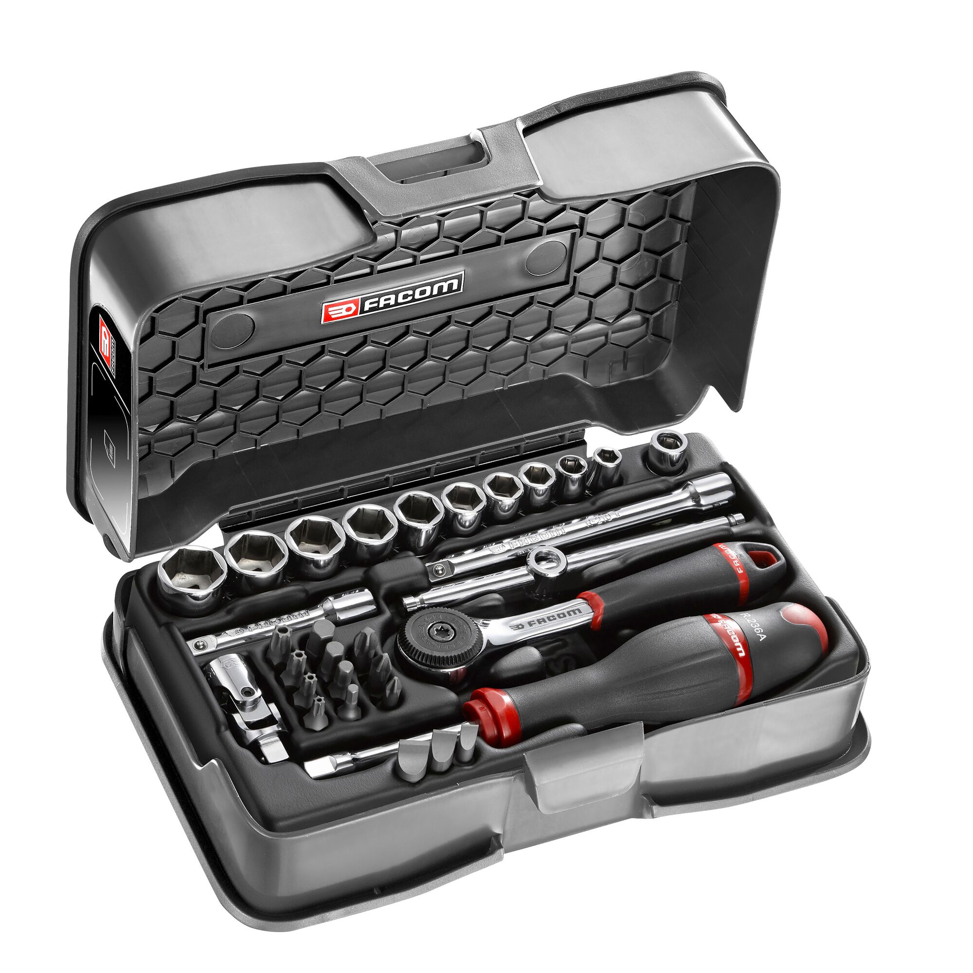 Facom 31-Piece Imperial 1/4 in Standard Socket/Bit Set with Ratchet, 6 point