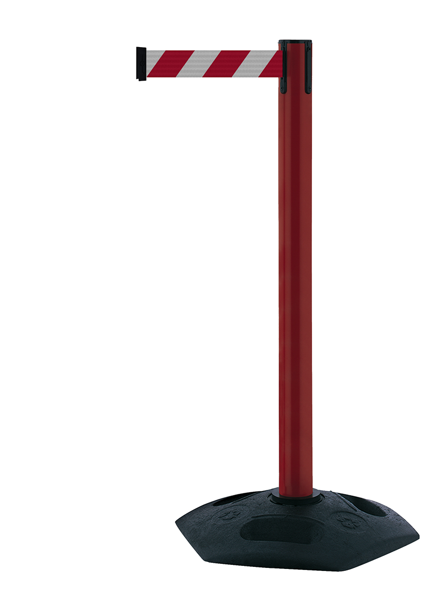 Tensator Red & White Plastic, Rubber Retractable Barrier, 3.65m, Red, White Tape