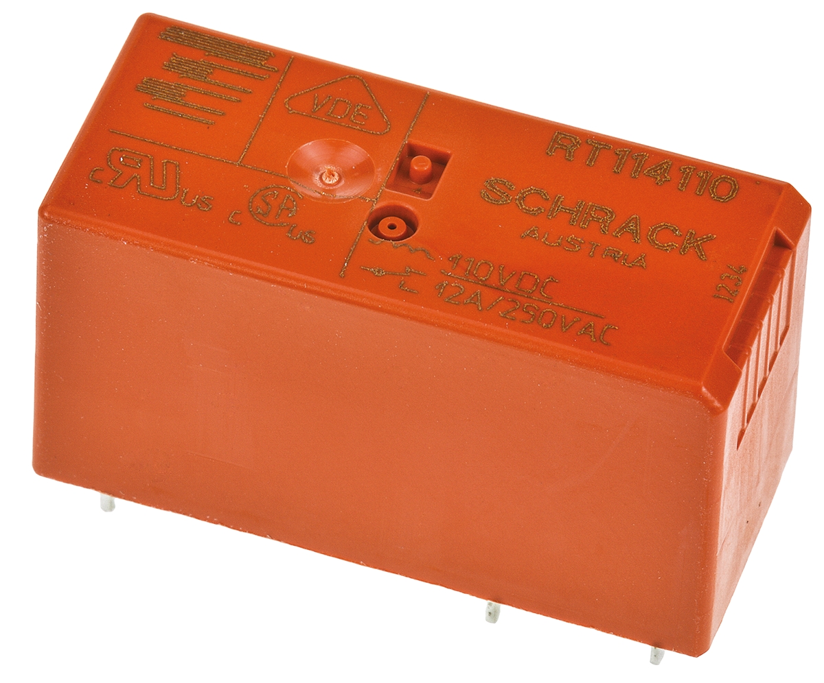 TE Connectivity PCB Mount Power Relay, 110V dc Coil, 12A Switching Current, SPDT