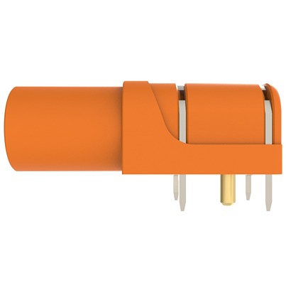 Schutzinger Orange Female Banana Connector, 4 mm Connector, PCB Pins Termination, 24A, 1kV, Gold Plating