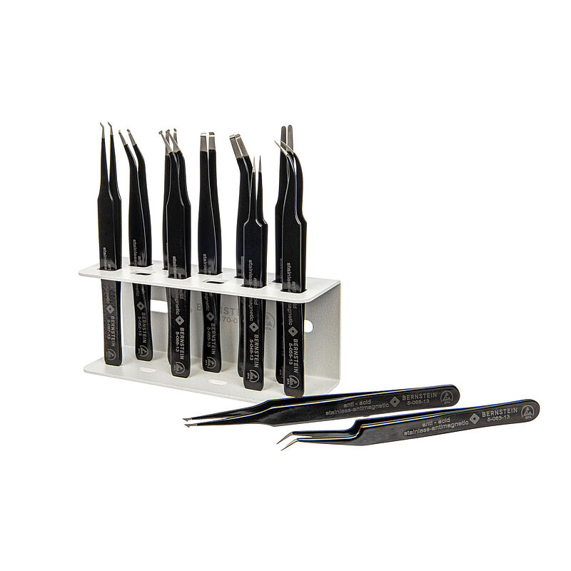 Bernstein 110 mm, 115 mm, 120 mm, Stainless Steel, Pointed, ESD Tweezer Set