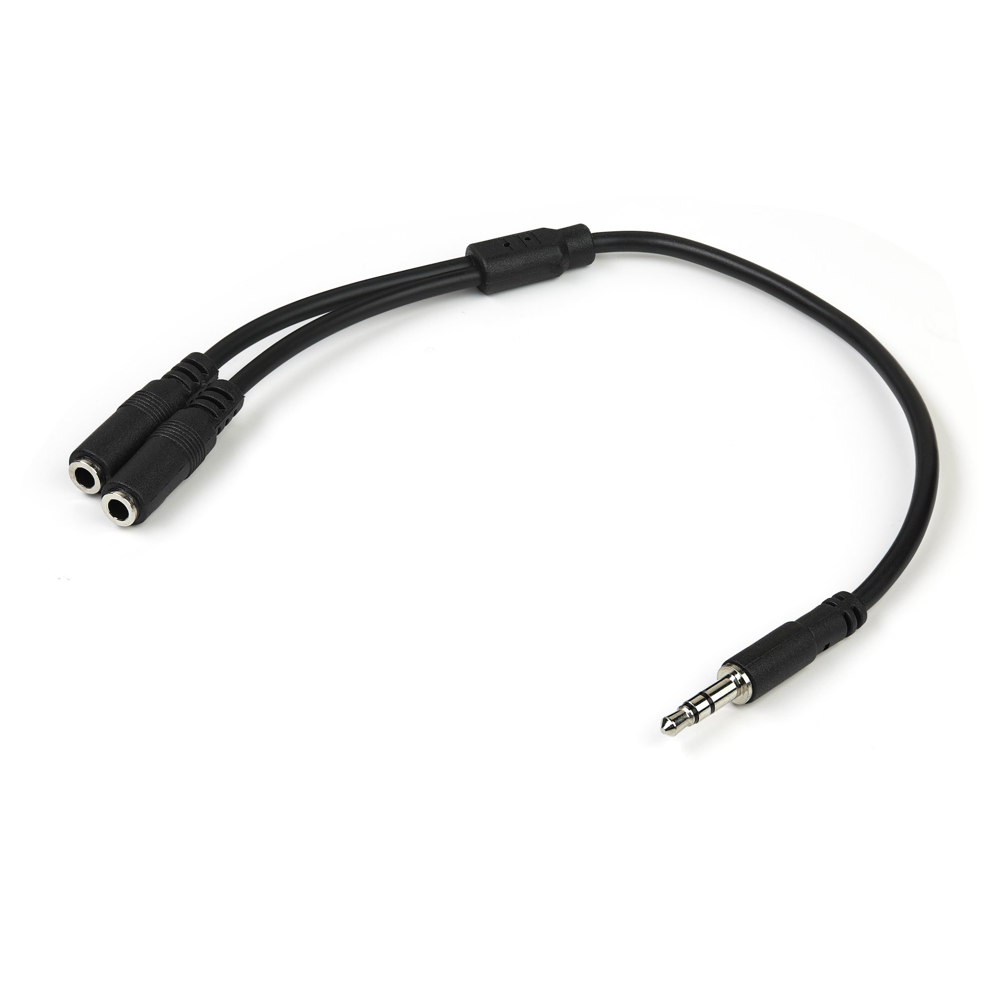 StarTech.com Male 3.5mm Stereo Jack to Female 3.5mm Stereo Jack x 2 Aux Cable, Black, 200mm MUY1MFFS