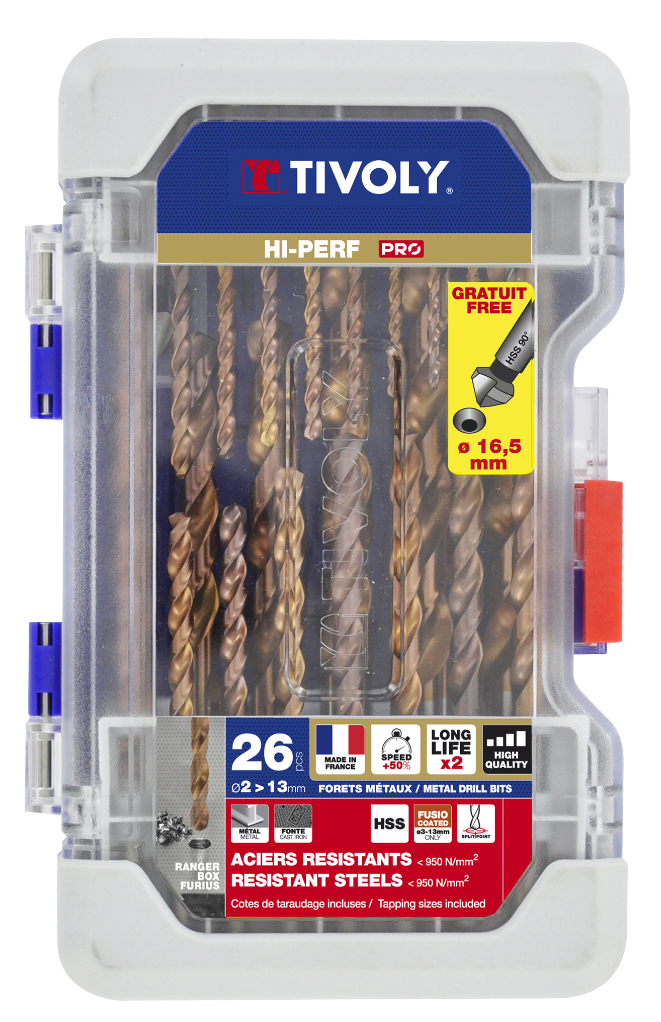 Tivoly 26-Piece for Steel, 13mm Max, 2mm Min, HSS Bits
