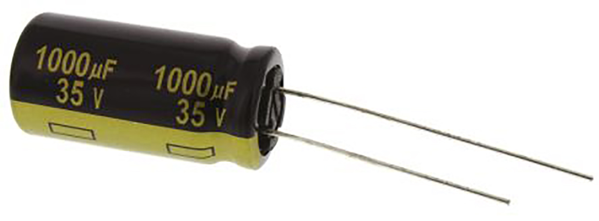 Panasonic 1000μF Aluminium Electrolytic Aluminium Electrolytic Capacitor 35V dc, Radial, Through Hole - EEUFM1V102