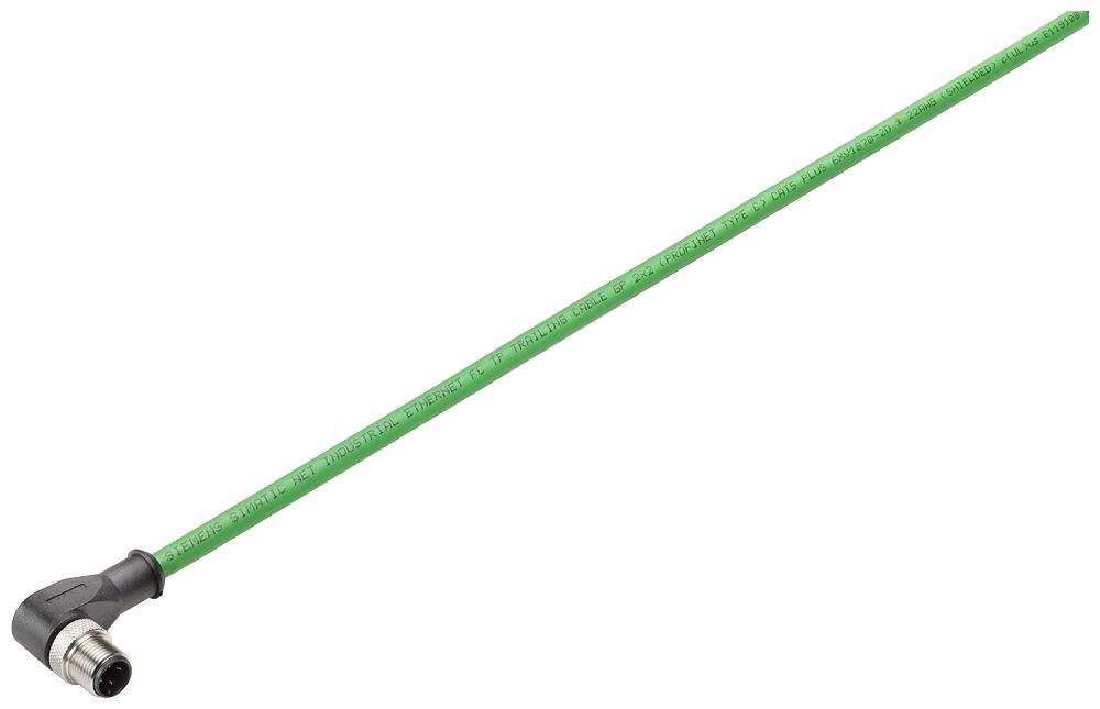 Siemens, 500mm Cat5e, Green M12 to Male M12, Aluminium Foil, Tinned Copper Braid Shielded, Terminated