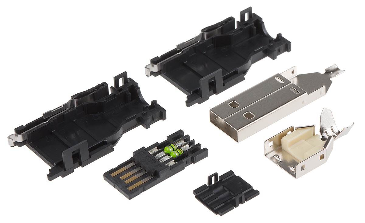TE Connectivity Straight, Cable Mount, Plug- Single Port Type A USB Connector