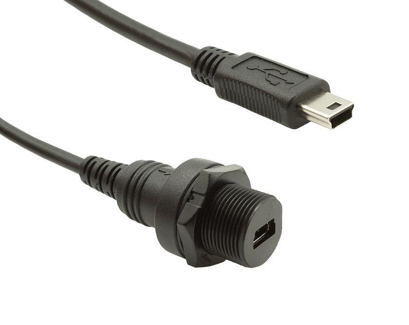 Bulgin USB 2.0, Female USB to Male USB, 1m