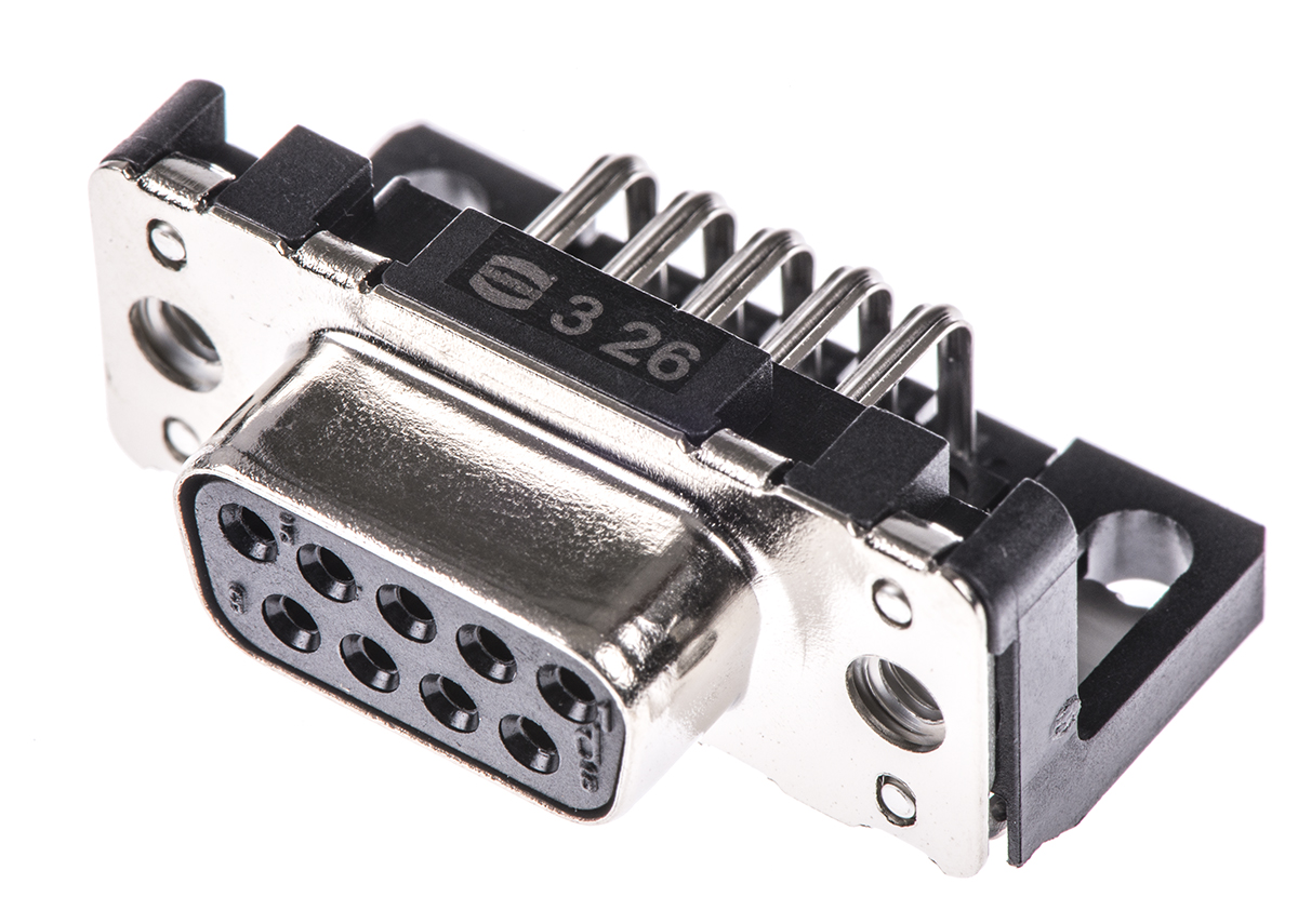 HARTING 9 Way Right Angle Through Hole D-sub Connector Socket, 2.74mm Pitch, with Boardlocks, M3 Threaded Inserts