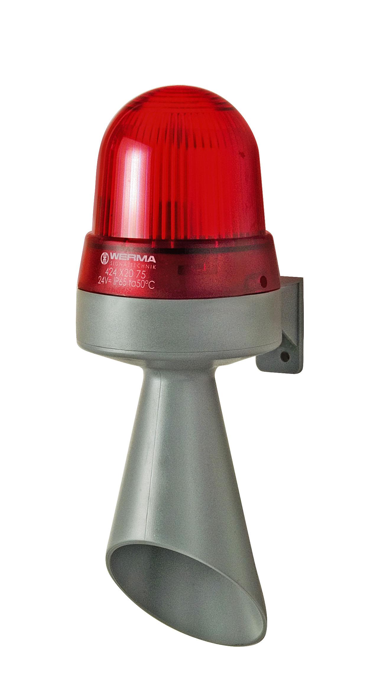 Werma 424 Series Red Horn Beacon, 115 V, IP65, Wall Mount, 98dB at 1 Metre