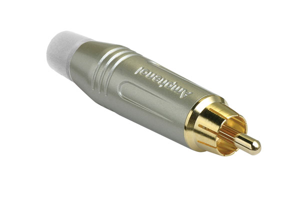 Amphenol Industrial Satin Gold Cable Mount RCA Plug, Gold, 10A