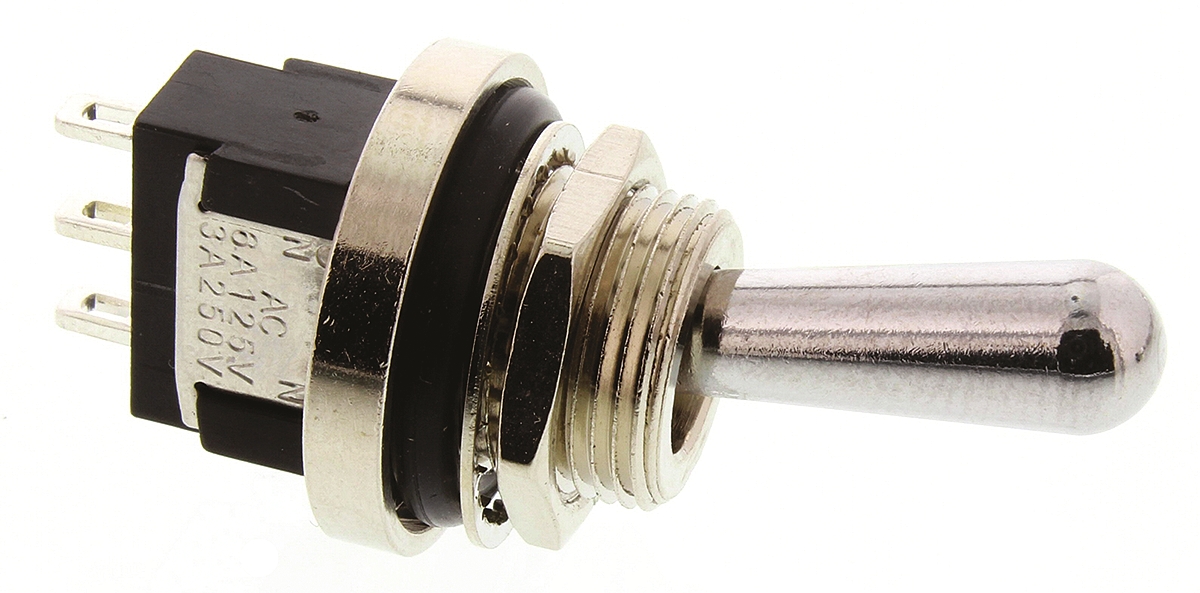 KNITTER-SWITCH Toggle Switch, Panel Mount, On-On, SPDT, Solder Terminal, 250V ac